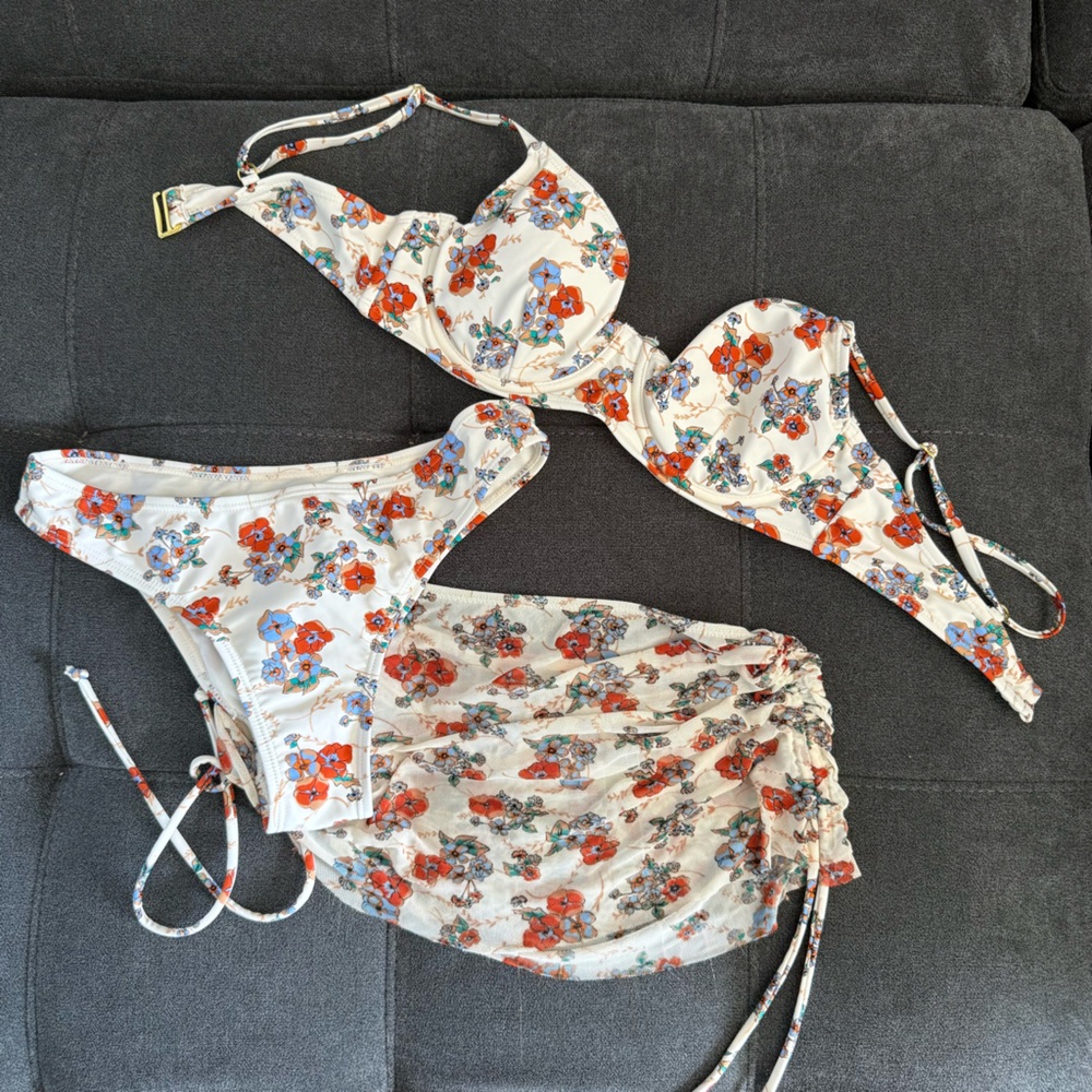 Floral Bikini Set with Cover-Up